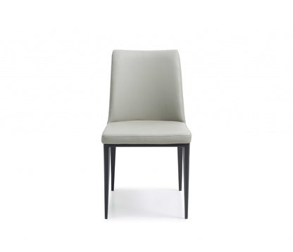Set of Two Gray and Black Upholstered Faux Leather Dining Side Chairs