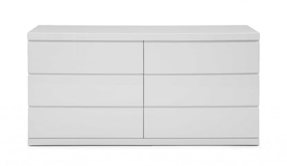 63" White Solid Wood Six Drawer Double Dresser