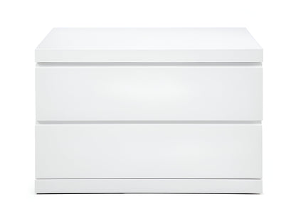 20" White Wood Two Drawer Nightstand