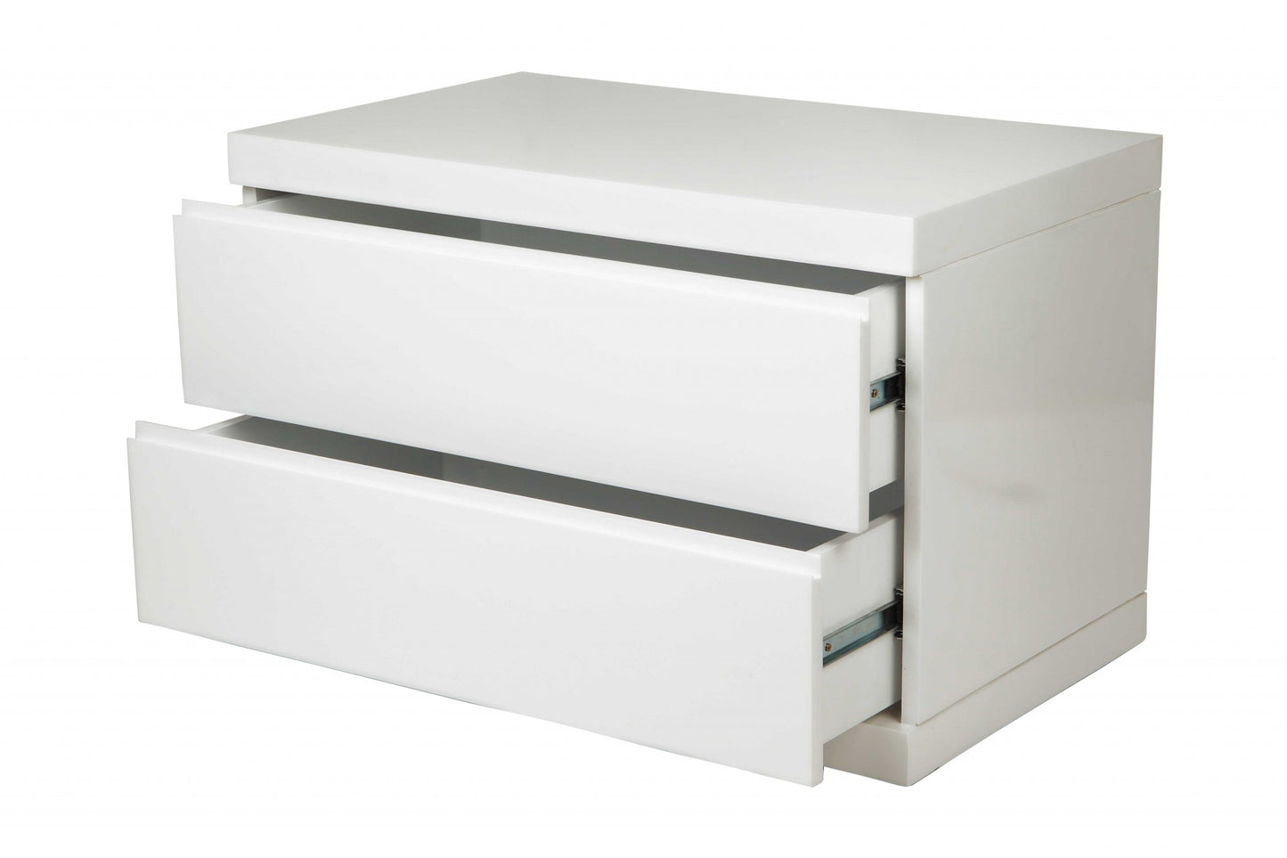 18" White Wood Two Drawer Nightstand