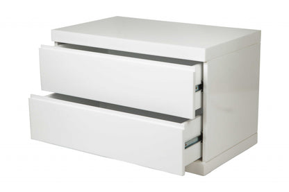 18" White Wood Two Drawer Nightstand