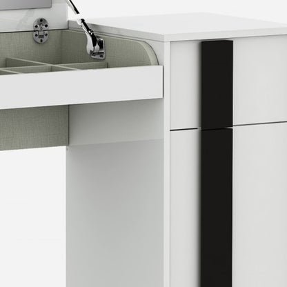 39" White Single Drawer Vanity Chest With Mirror