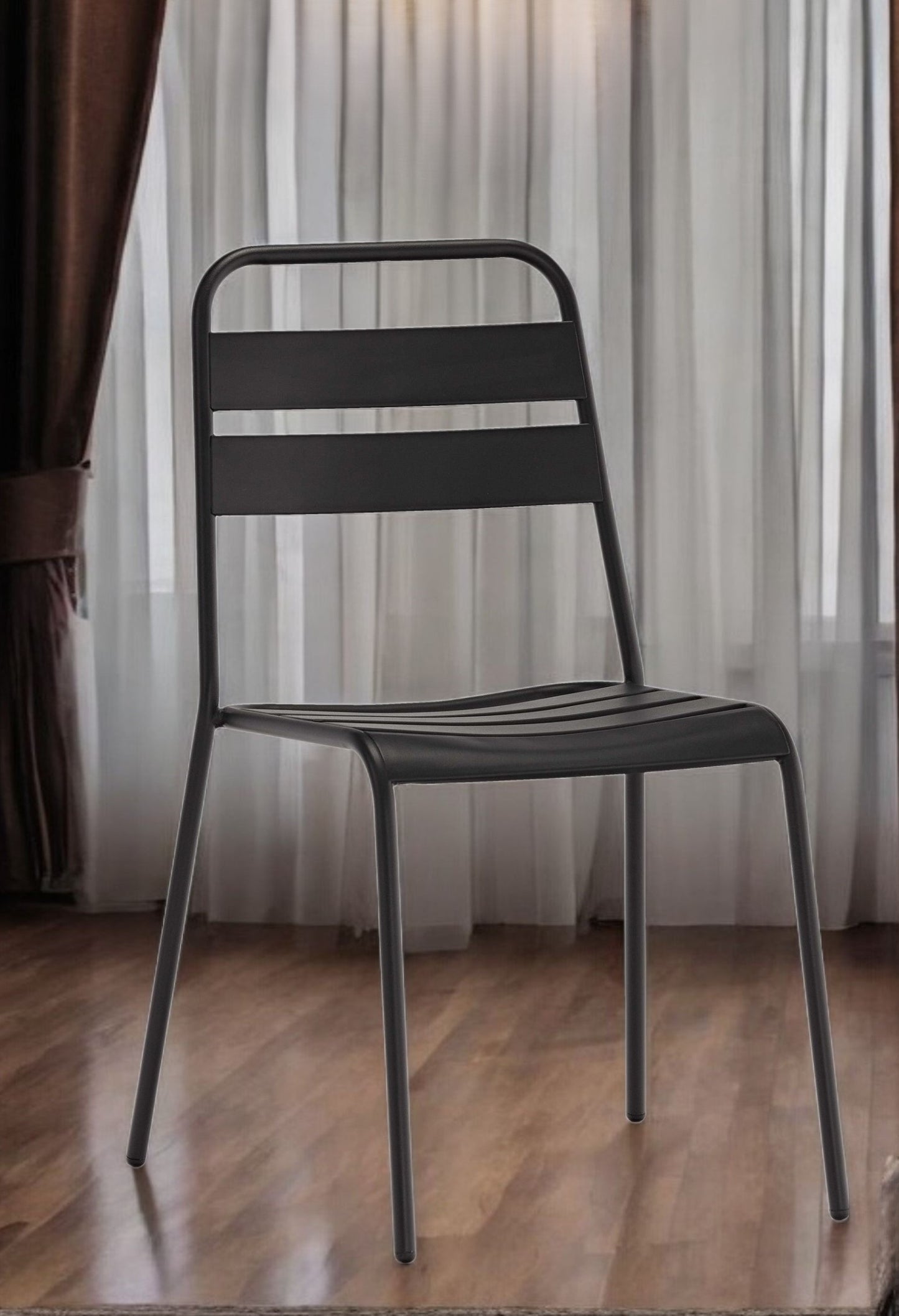 Set of Four Gray Faux Leather Dining Side Chairs