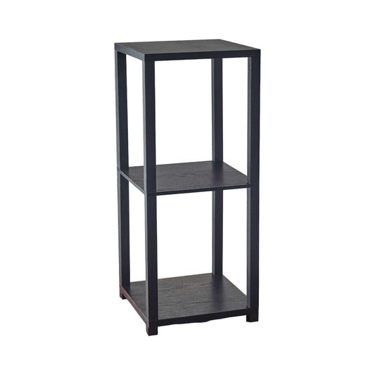 28" Black Square End Table With Two Shelves