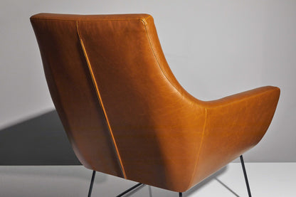 33" Brown and Black Faux Leather Distressed Arm Chair