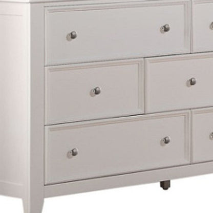 58" White Solid Wood Seven Drawer Triple Dresser