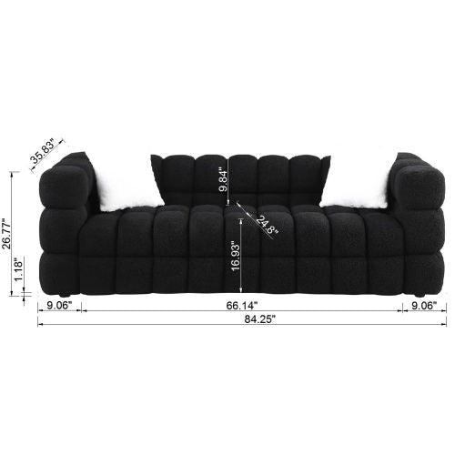 84.3 Length ,35.83 Deepth ,human Body Structure For USA People, Marshmallow Sofa,boucle Sofa ,White Color,3 Seater