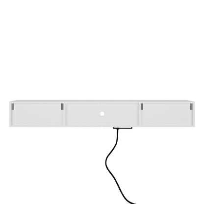 Floating TV Stand Wall Mounted With 16 Color LEDs, Modern TV Stand,Floating TV Cabinet Entertainment Center For 55 60 65 Inch TV,White
