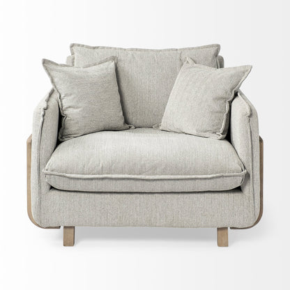 42" Gray and Brown Fabric Club Chair