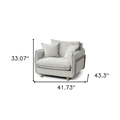 42" Gray and Brown Fabric Club Chair
