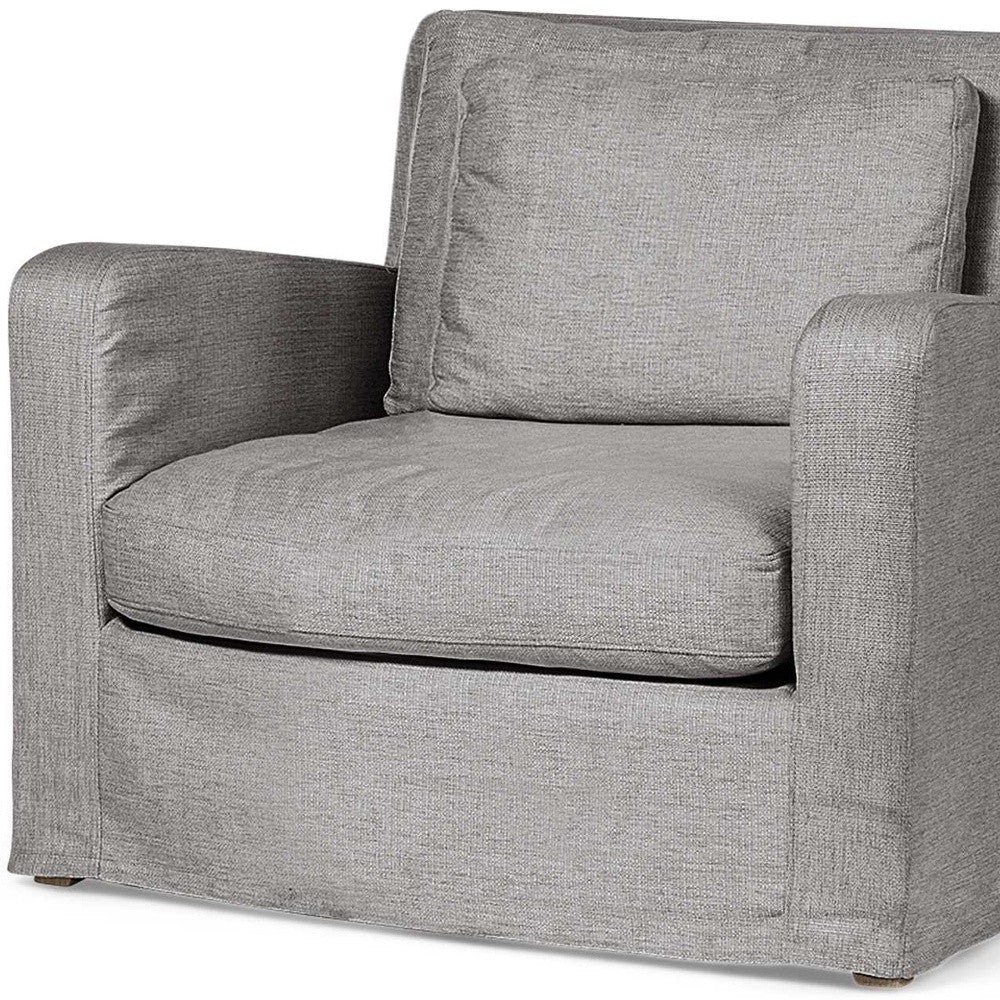 38" Gray and Brown Linen Arm Chair