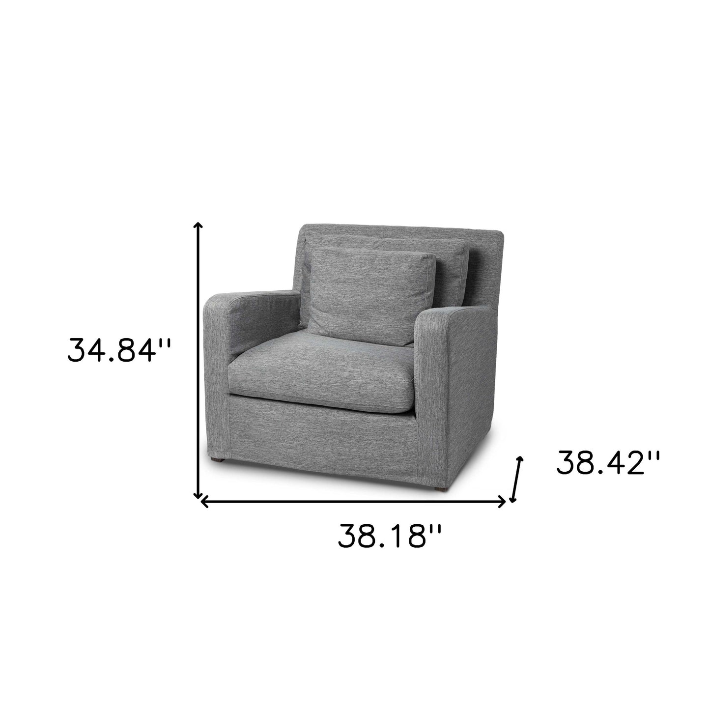 38" Gray and Brown Linen Arm Chair