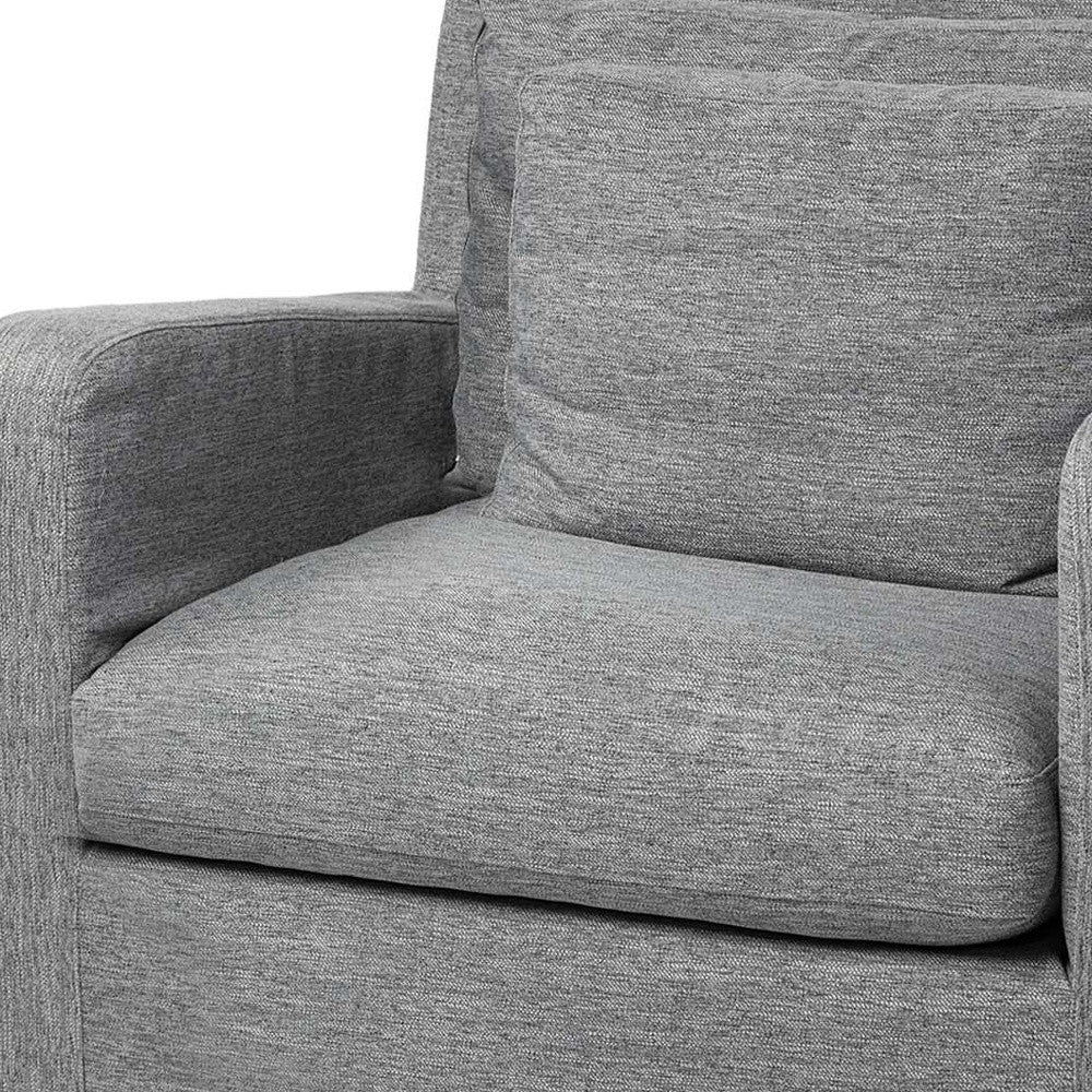 38" Gray and Brown Linen Arm Chair