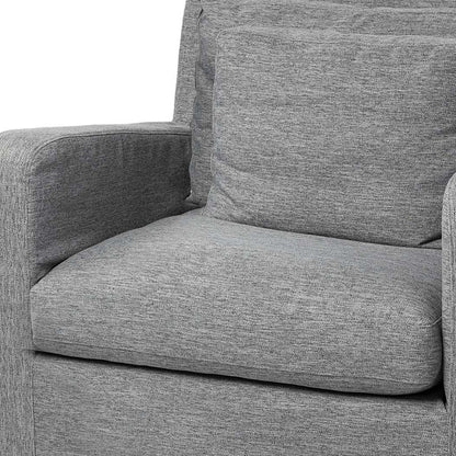 38" Gray and Brown Linen Arm Chair