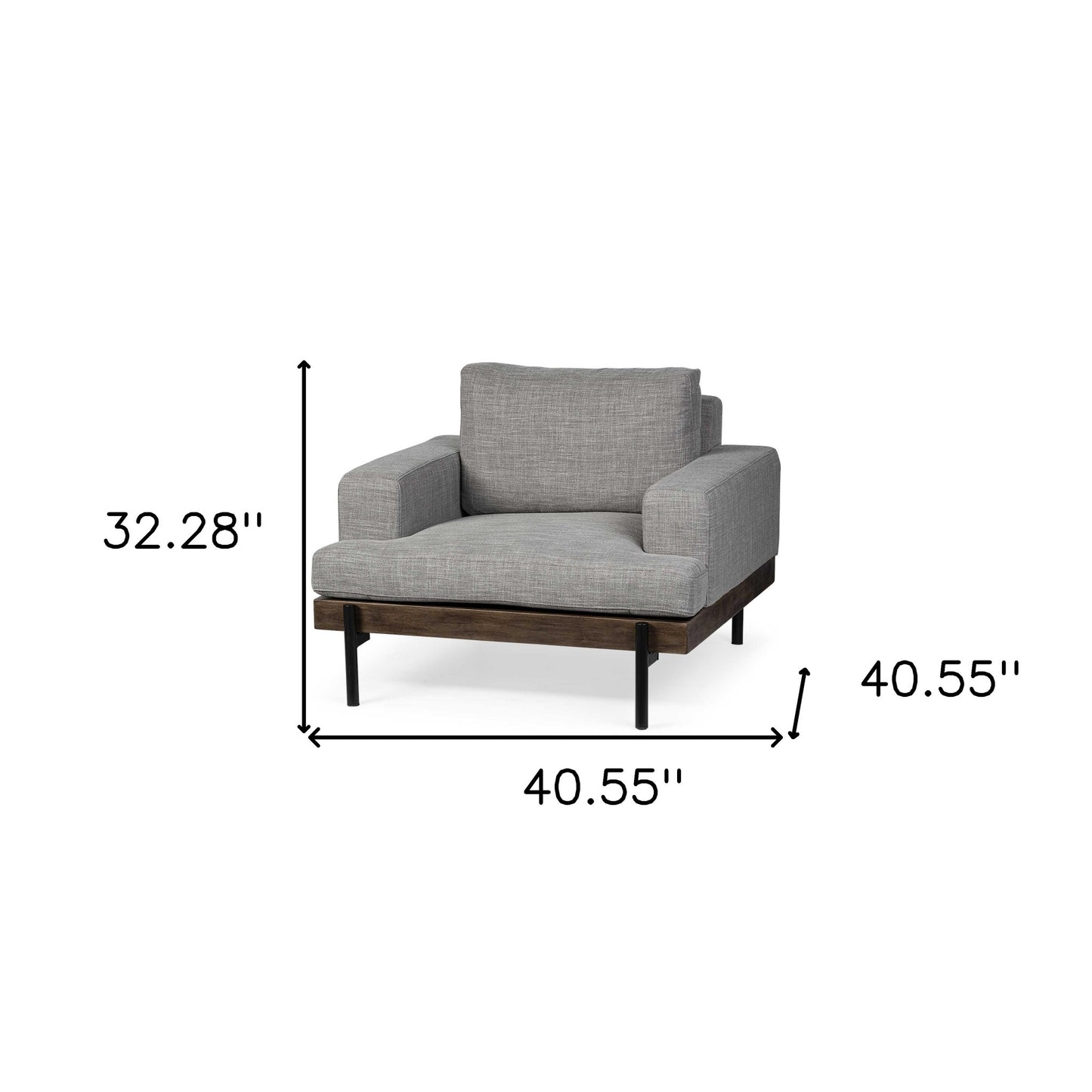 41" Gray and Black Fabric Club Chair