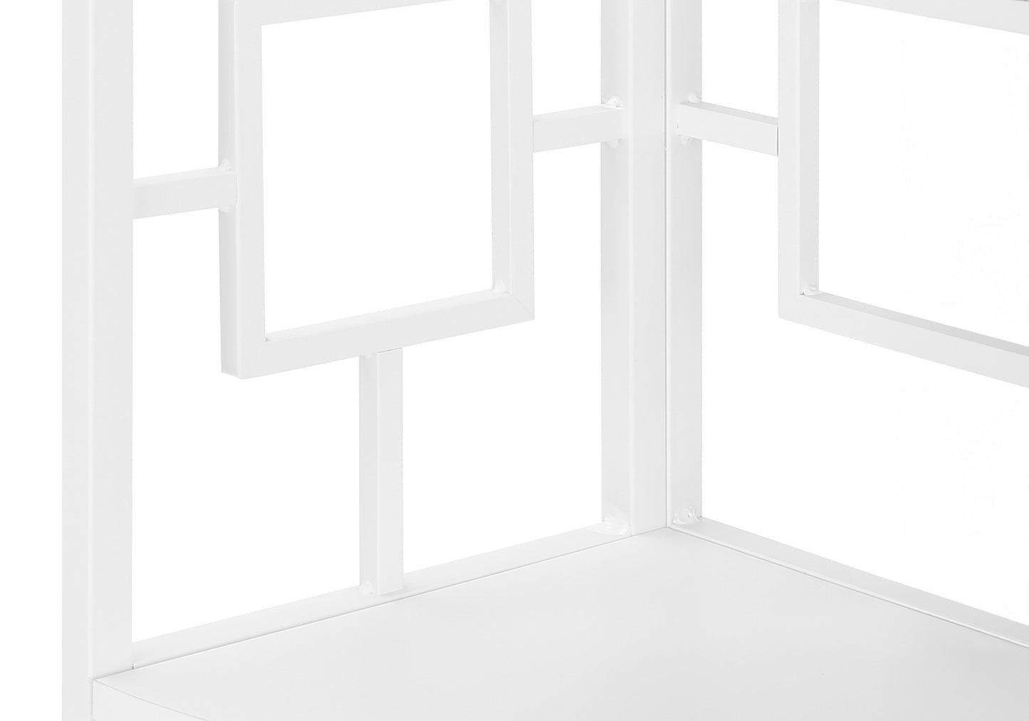 62" White Metal Corner Bookcase