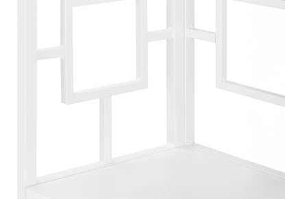62" White Metal Corner Bookcase