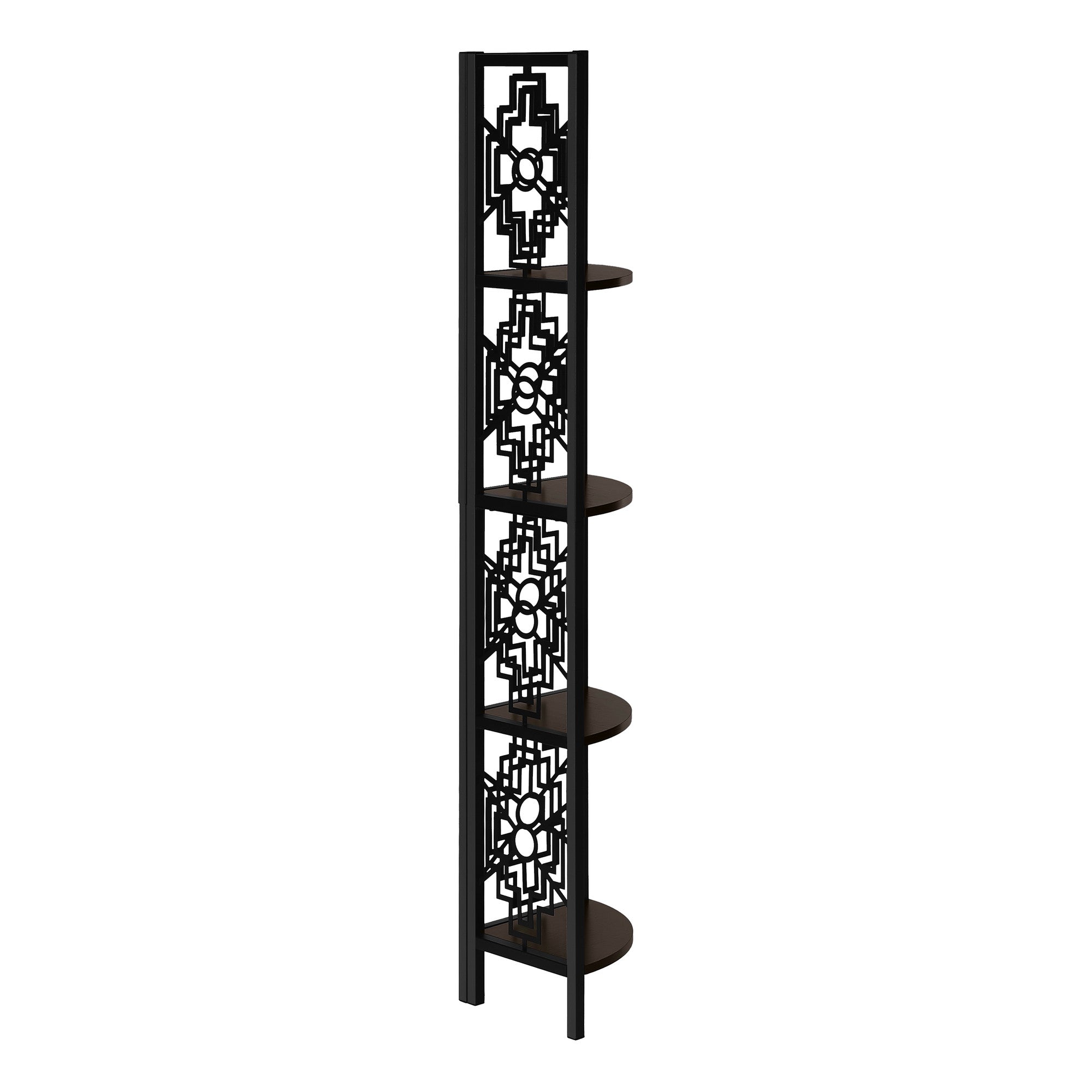 Espresso Metal Four Tier Corner Bookcase
