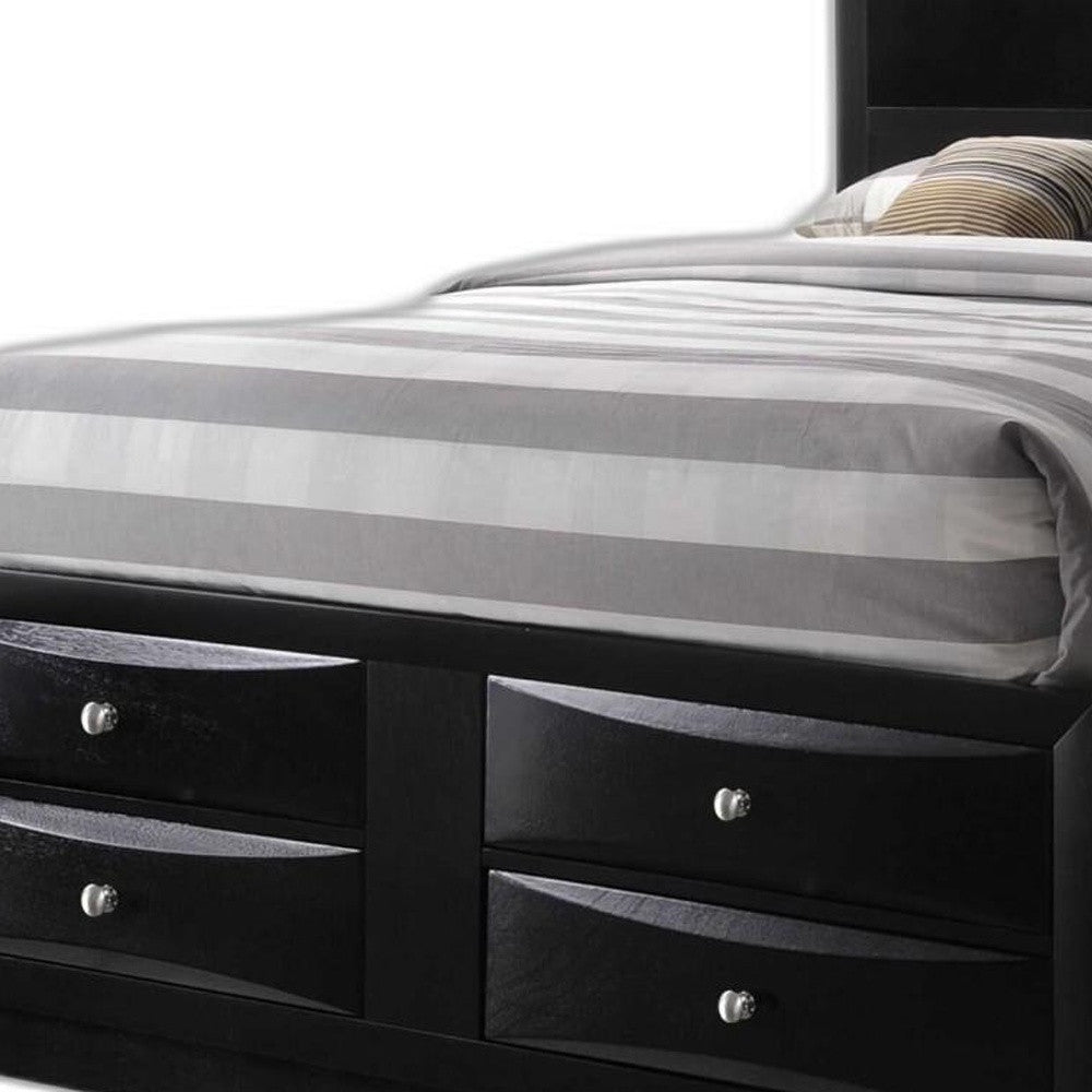 Black Wood King Bed Frame With Drawers