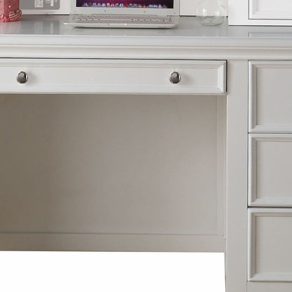 White Wood Computer Desk With 3 Drawers And Keyboard Drawer