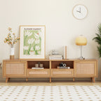 Rattan TV Stand For TVs Up To 85'', Modern Farmhouse Media Console Center