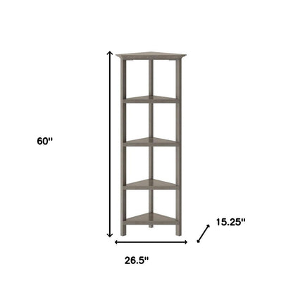 Gray Solid Wood Corner Bookcase