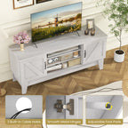 Farmhouse TV Stand For TVs Up To 65 Inches With 2 Barn Door Cabinets