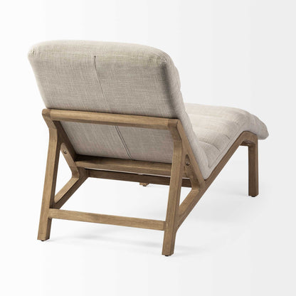 54" Cream and Brown Fabric Tufted Lounge Chair