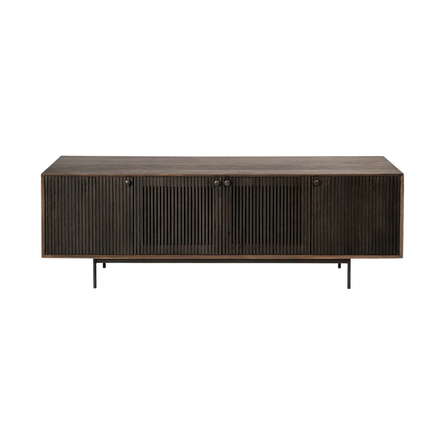 20" Brown Solid Wood Cabinet Enclosed Storage TV Stand