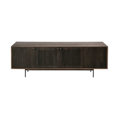 20" Brown Solid Wood Cabinet Enclosed Storage TV Stand