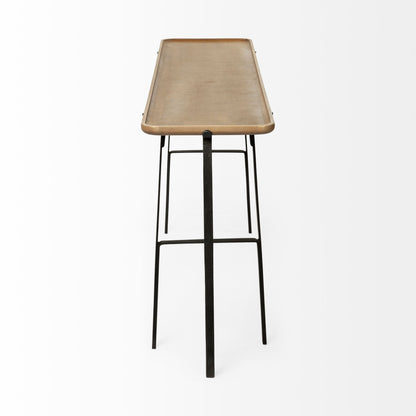 14" Brown and Black Solid Wood Trestle Console Table