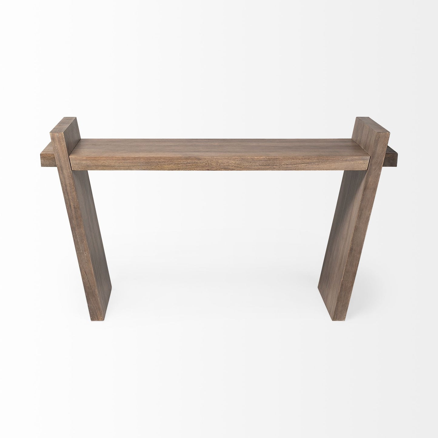60" Brown Solid Wood Slanted Base Console Table