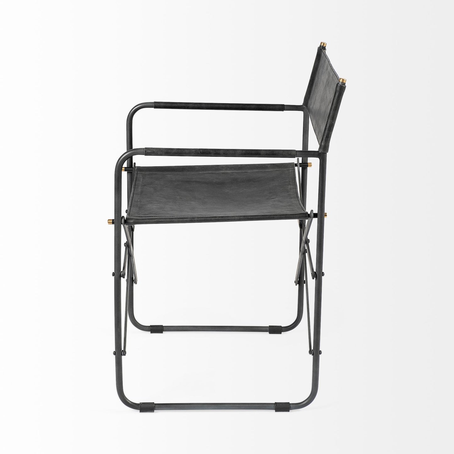 Black Leather Open Back Dining Arm Chair
