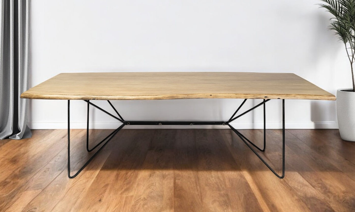 80" Brown And Black Solid Wood And Metal Dining Table