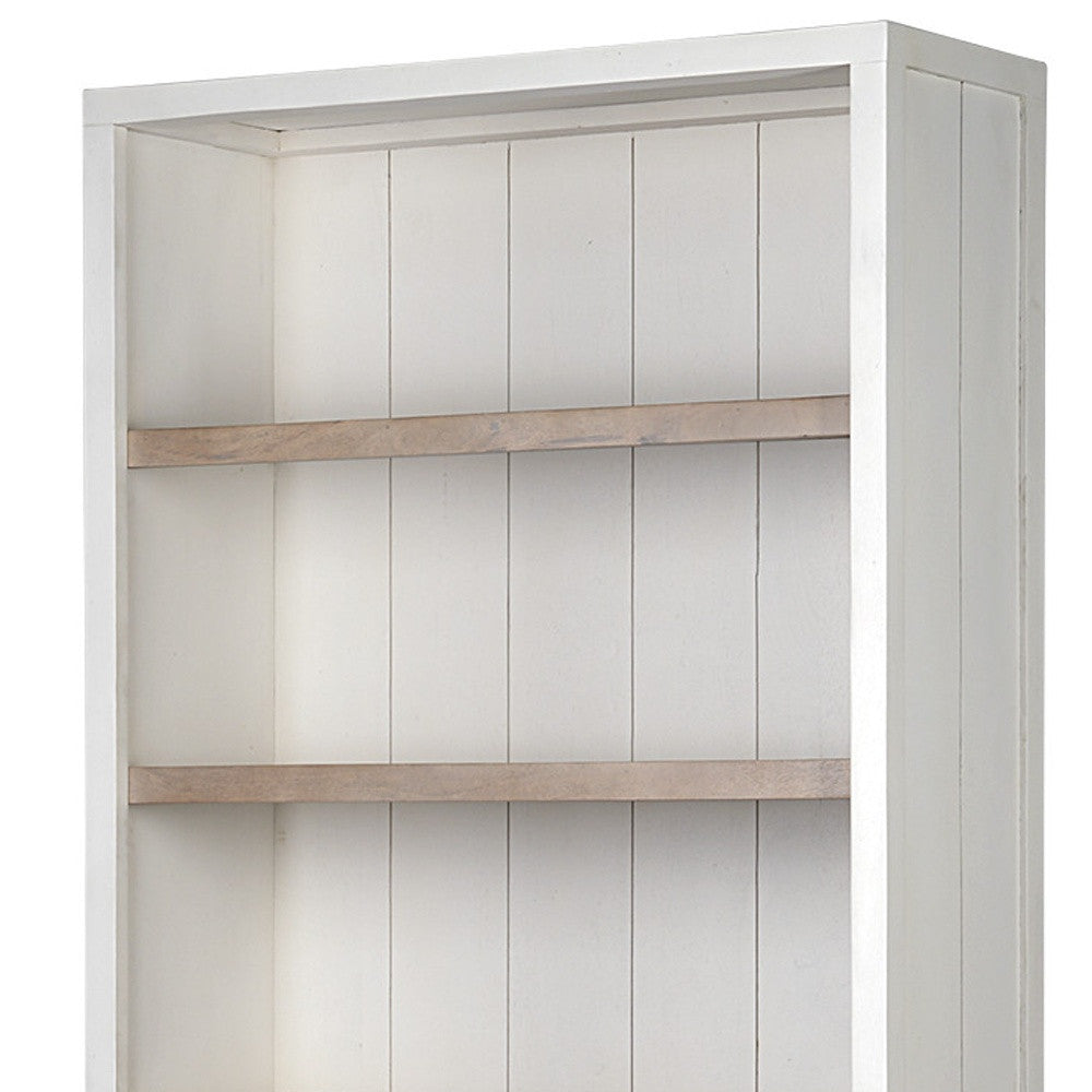 91" Brown And White Wood Three Tier Bookcase