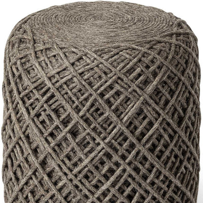 16" Brown Upholstery Cylinder Abstract Pouf Ottoman