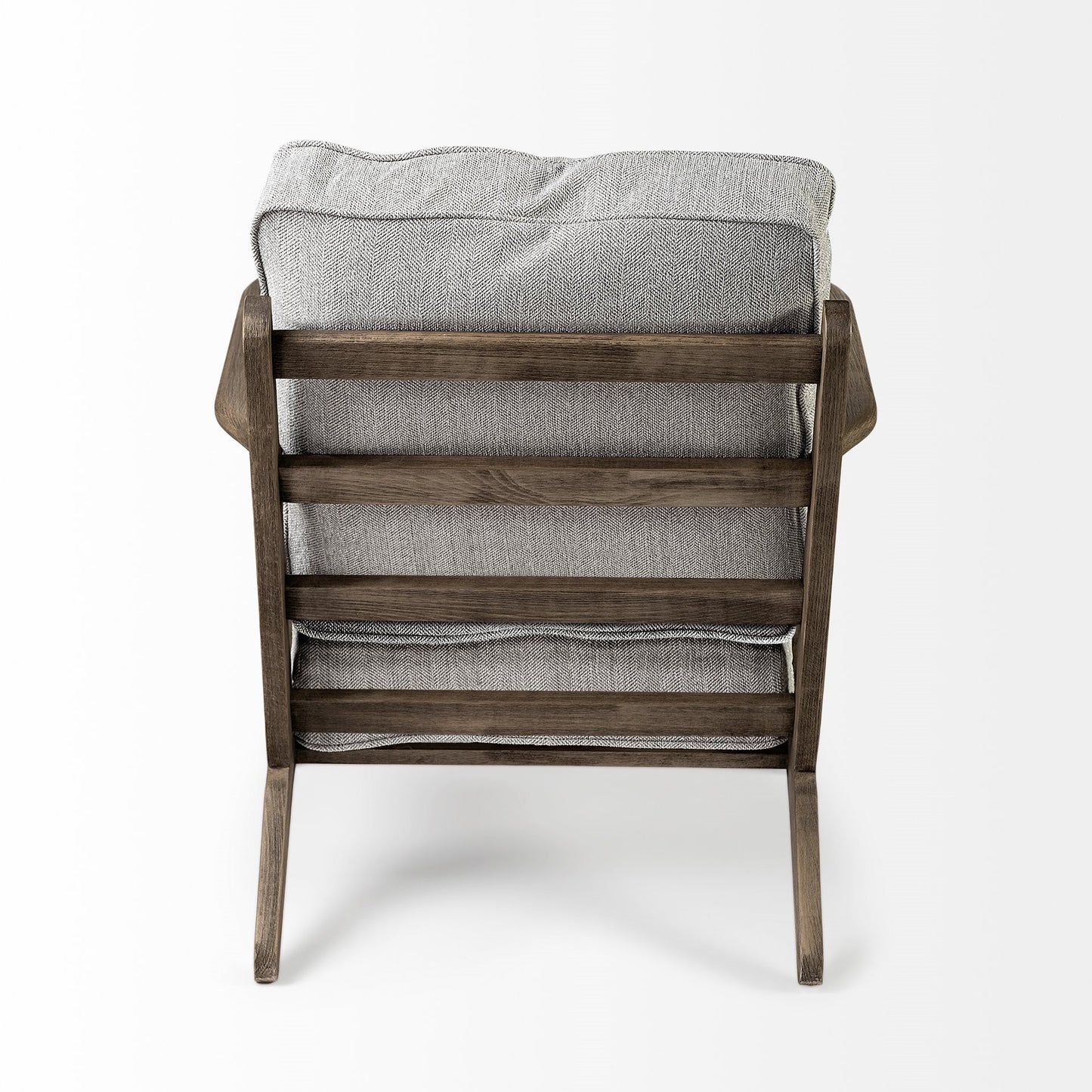 31" Light Gray and Brown Fabric Lounge Chair