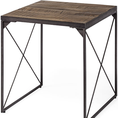 23" Brown Solid Wood Square End Table