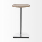 15" Natural and Black Solid Wood and Metal