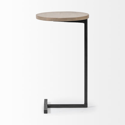 15" Natural and Black Solid Wood and Metal