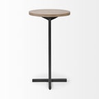 15" Natural and Black Solid Wood and Metal