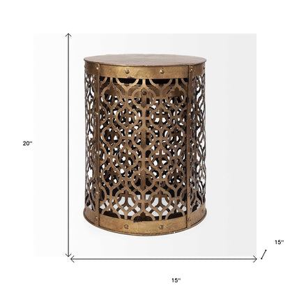Set of Two 20" Gold Round End Table