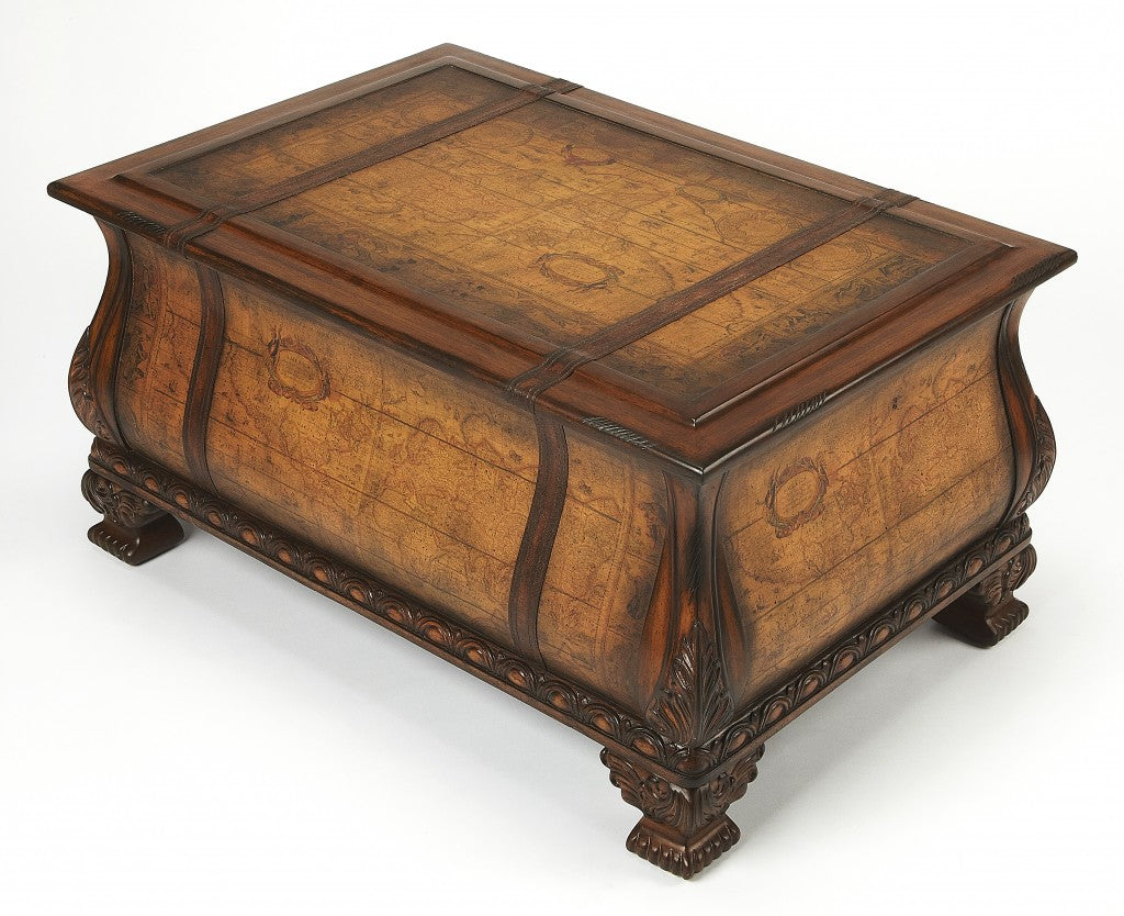 38" Brown Wood Coffee Table With Drawer