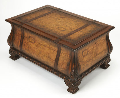 38" Brown Wood Coffee Table With Drawer