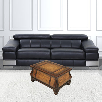 38" Brown Wood Coffee Table With Drawer
