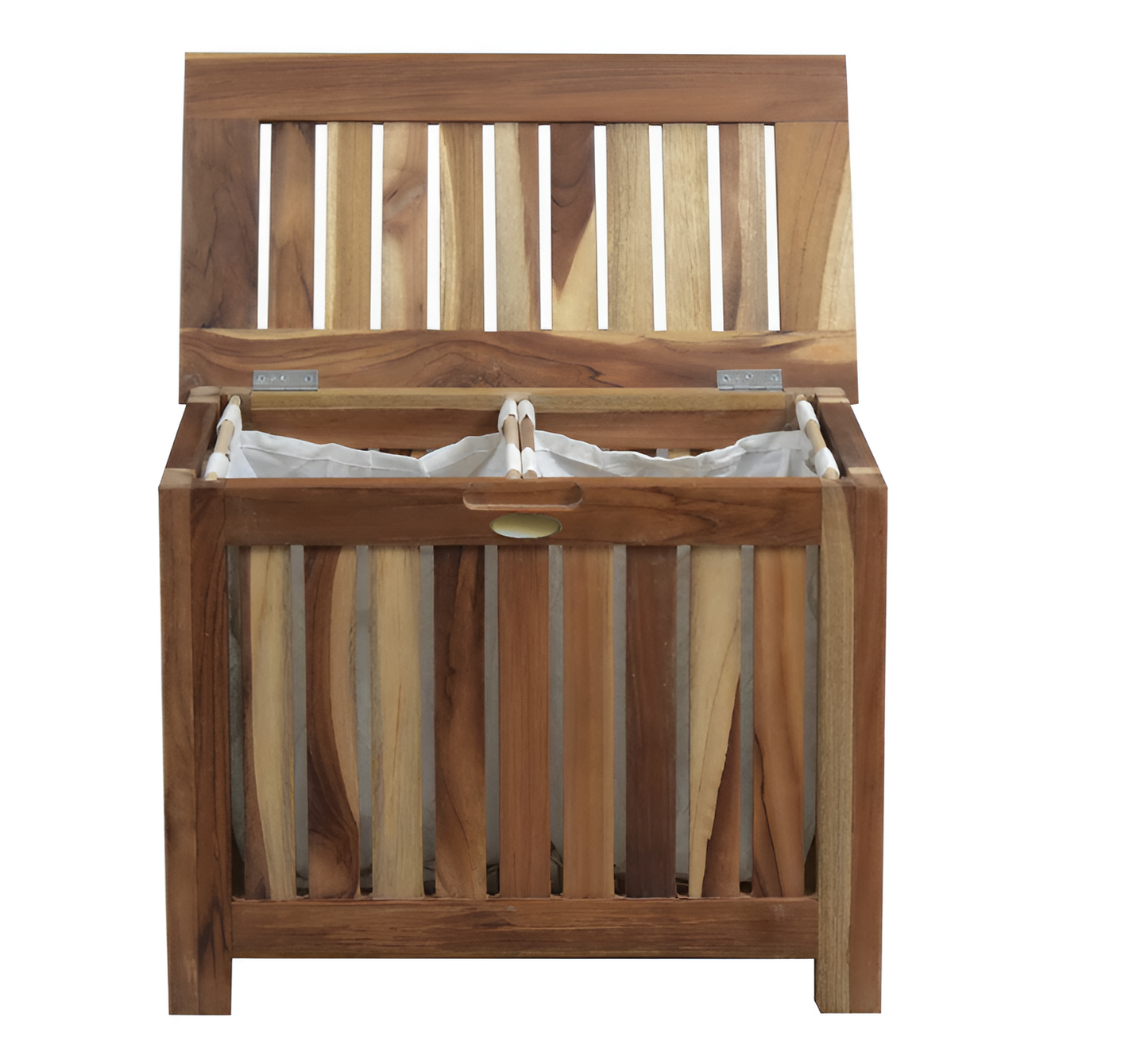 23" Brown Solid Wood Laundry Hamper With Lid