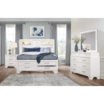 Solid Wood Queen White Eight Drawers Bed