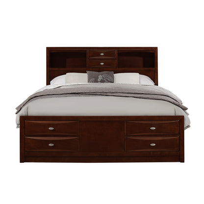 Merlot Solid Wood King Bed Frame With Eight Drawers