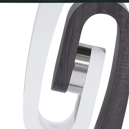 23" White Gray And Clear Glass and Wood Square Pedestal End Table