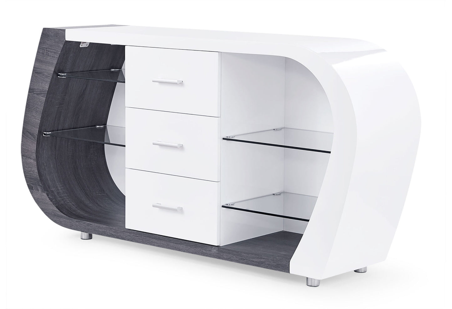 White And Grey Multi Tone Buffet With 3 Drawers